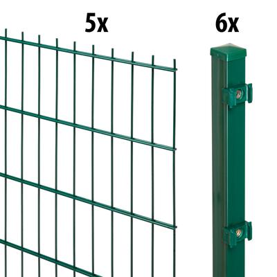 Doppelstabmattenzaun GARDEN 'N' MORE "Standard", grün, H:200cm L:10cm, Stahl, Kunststoff, Zaunelemente, 5 Elemente für 1