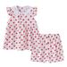 Elainilye Fashion Toddler Girls Pajamas Short Sleeve Print T-Shirt Shorts 2 Piece Cotton Pajamas Outfits Set Suitable for Ages 1-5 Years Red