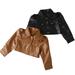 Esaierr Kids Baby Girls Spring Fall Leather Jacket Coat Toddler Motorcycle Faux Leather Jackets Coat Winter Outwear Short Fashion Casual PU Leatherï¼ŒSize 1-7Y