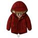 QUYUON Toddler Baby Girls Fleece Jacket Sale Long Sleeve Parka Thickened Jackets for Toddlers Girls Boys Fleece Hooded Jackets Kids Zip Up Outerwear Coat Toddler Kids Jacket Sweatshirt Wine 7T-8T