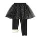 Little Girls Leggings Pants with Tutu Skirts Kids Footless Tights Toddler Girls Fleece Lined Warm Thick Pantskirt Pants Tights