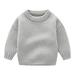 Kids Child Boys Girls Solid Long Sleeve Knit Sweater Pullover Boys Crewneck Sweatshirts Toddler Kids Pullover T-Shirt Winter Thick Casual Keep Warm Sweater