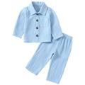 Sunisery Baby Boy Cotton Linen Long Sleeve Button Down Shirt Tops Elastic Waist Pants