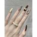 Brown White Checkerboard Printed Fake Nails Long Lasting Safe Material Waterproof False Nails for Daily and Parties Wearing