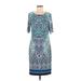 Liz Claiborne Casual Dress - Sheath: Teal Paisley Dresses - Women's Size 8