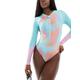 Speedo long sleeve zip-up swimsuit in multi