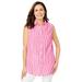 Plus Size Women's Sleeveless Seersucker Shirt by Woman Within in Raspberry Sorbet Pop Stripe (Size 5X)