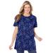 Plus Size Women's Perfect Printed Crewneck Tunic by Woman Within in Evening Blue Paisley (Size 2X)