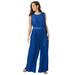 Plus Size Women's Pleated Wide Leg Jumpsuit by Jessica London in Dark Sapphire (Size 28 W)