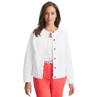 Plus Size Women's Scalloped Denim Jacket by Jessica London in White (Size 16 W)