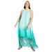 Plus Size Women's Fringe Hem Maxi Dress by June+Vie in Aqua Green Ombre (Size 22/24)