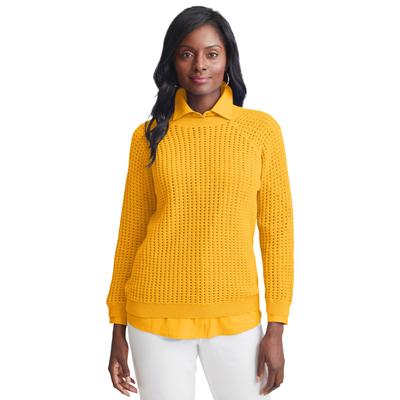 Plus Size Women's Pointelle Crewneck Sweater by Je...