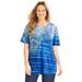 Plus Size Women's Ethereal Tee by Catherines in Ultra Blue Stripe Medallion (Size 3X)