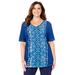 Plus Size Women's Placement Print Tee by Catherines in Dark Sapphire Geo (Size 4X)