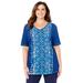 Plus Size Women's Placement Print Tee by Catherines in Dark Sapphire Geo (Size 3X)