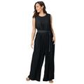 Plus Size Women's Pleated Wide Leg Jumpsuit by Jessica London in Black (Size 22 W)