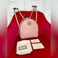 Gucci Bags | Gucci Gg Marmont Quilted Matelasse Pastel Pink Leather Backpack | Color: Gold/Pink | Size: Os