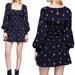 Free People Dresses | Free People Black Floral Long Sleeves Peasant Mini Dress Small | Color: Black/Cream | Size: S