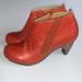 Anthropologie Shoes | Anthropologie Schuler & Sons Red Leather Ankle Booties Wooden Heels Size 8 | Color: Red | Size: 8