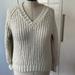 American Eagle Outfitters Sweaters | American Eagle V-Neck Sweater In Off White Size-Xs Oversized | Color: Cream/White | Size: Xs