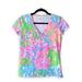 Lilly Pulitzer Tops | Lilly Pulitzer Lovers Coral Michele V-Neck Top Size Small | Color: Blue/Pink | Size: S