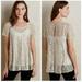 Anthropologie Tops | Anthropologie Top Akemi + Kin Metallic Silver Cream Lace Short Sleeve Tee Size S | Color: Cream/Silver | Size: S