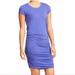 Athleta Dresses | Athleta Size Large Rouched Bottom Periwinkle Blue Shirt Dress Short Sleeve | Color: Blue/Purple | Size: L