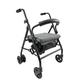 KMINA - Rollator Faltbar und Leicht mit Sitz, Rollator Schmal für Wohnung, Rollatoren Klappbar, Rollator mit Sitz und Korb, Rollator Höhenverstellbar, Standbremse, Rollator Grau - Made in Europe