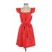 Ann Taylor LOFT Casual Dress - Party Square Sleeveless: Red Print Dresses - Women's Size Small