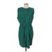 Club Monaco Casual Dress Crew Neck Sleeveless: Green Solid Dresses - Women's Size 10