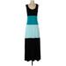 Calvin Klein Casual Dress - Maxi: Teal Color Block Dresses - Women's Size 4