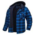 Men's Long Sleeve Shirt Flannel Plaid Coat For Men, Plush Thick Warm Coat, Hooded Men's Outerwear (Color : D, Size : 3XL)