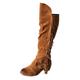 Wedding Gifts Leather Boots for Women Knee High Sexy Ladies Fashion Tassel Rhinestone Boots Pointed Toe Chunky High Heel Boots Knee High Boots for Women No Heel Shoe For Women UK Size (sd6-Brown, 4)