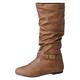 Wedding Gifts Leather Boots for Women Knee High Sexy Ladies Fashion Tassel Rhinestone Boots Pointed Toe Chunky High Heel Boots Knee High Boots for Women No Heel Shoe For Women UK Size (sd3-Brown, 4)