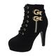 Women's Size 39 Up Belt Buckle Ankle Heel High Boots Women's Lace Boots Fashion Women's Boots Däumling 41, Z A Black, 8.5 UK