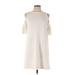 Trafaluc by Zara Casual Dress - Mini Crew Neck Short sleeves: Ivory Print Dresses - Women's Size Medium