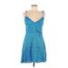 Zara Casual Dress - Mini V-Neck Sleeveless: Blue Dresses - Women's Size Medium