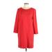 J.Crew Casual Dress - Shift Crew Neck 3/4 sleeves: Red Print Dresses - New - Women's Size 12