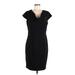 Calvin Klein Casual Dress - Sheath V Neck Short sleeves: Black Print Dresses - Women's Size 12