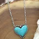 Collier coeur vintage pour femme pendentif en pierre turquoise colliers de la présidence pull de