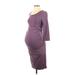 Isabel Maternity Casual Dress - Sheath Scoop Neck 3/4 sleeves: Purple Print Dresses - Women's Size X-Small