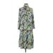 H&M Casual Dress: Green Baroque Print Dresses - Women's Size X-Small