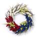 The Holiday Aisle® 20" Lighted Handcrafted Faux Lighted Orchid Wreath Metal/Wood/Twig in Blue/Brown/Red | 20 H x 20 W x 5 D in | Wayfair