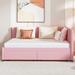 Latitude Run® DayBed Frame w/ Headboard w/ 2 Storage Drawers Wood & Upholstered/ in Pink | 27.69 H x 78.99 W x 57.99 D in | Wayfair