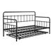 Gracie Oaks Quint Metal Daybed w/ Trundle Metal in Black | 43.31 H x 41.06 W x 77.4 D in | Wayfair 7FA05898195D4C9683CA0C4E308CC35B