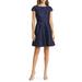 Metallic Floral Jacquard Fit & Flare Dress - Blue - Eliza J Dresses