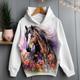 Fille 3D Floral Cheval Sweat à capuche Pullover manche longue 3D effet Printemps Automne Actif Mode Le style mignon Polyester Enfants 3-12 ans Capuche Extérieur Casual du quotidien Standard