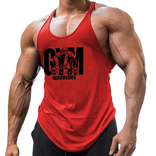 Homme Graphique Lettre Débardeur Sous-Vêtements Débardeur dos nageur Sans manches T-shirt Col en U Chemise Mode Muscle Débardeur d'entraînement Vacances Sport Quotidien Noir Blanche Jaune Été