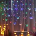 led noël fée lumière papillon rideau guirlandes lumineuses 3.5m 96leds nouvel an vacances mariage saint valentin salon chambre magasin décoration 220v ue plug rideaux lumières