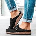 Femme Mules Grandes Tailles Chaussures pieds nus Extérieur du quotidien Couleur unie Eté Talon Plat Bout rond Décontractées Minimalisme Faux Cuir Mocassins Noir Violet Marron